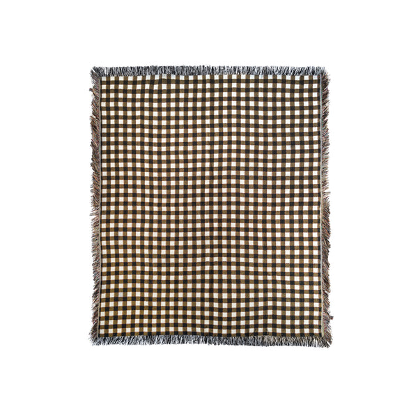 Brown gingham pattern blanket front
