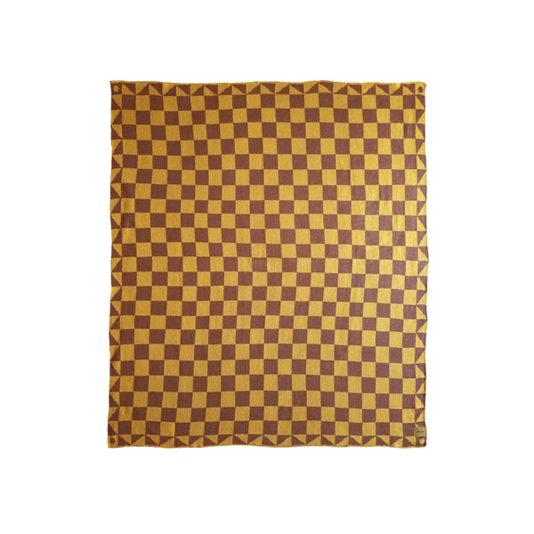 Bien Mal - Jester Throw Blanket. Yellow and camel checkered throw blanket.  Designed in LA