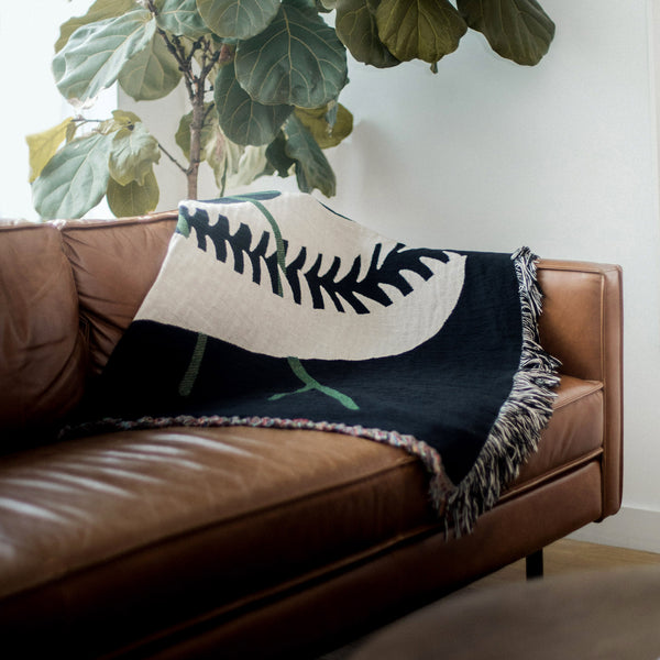 Dinosaur design blanket. Cotton woven throw blanket. Designed in Brooklyn, NY.